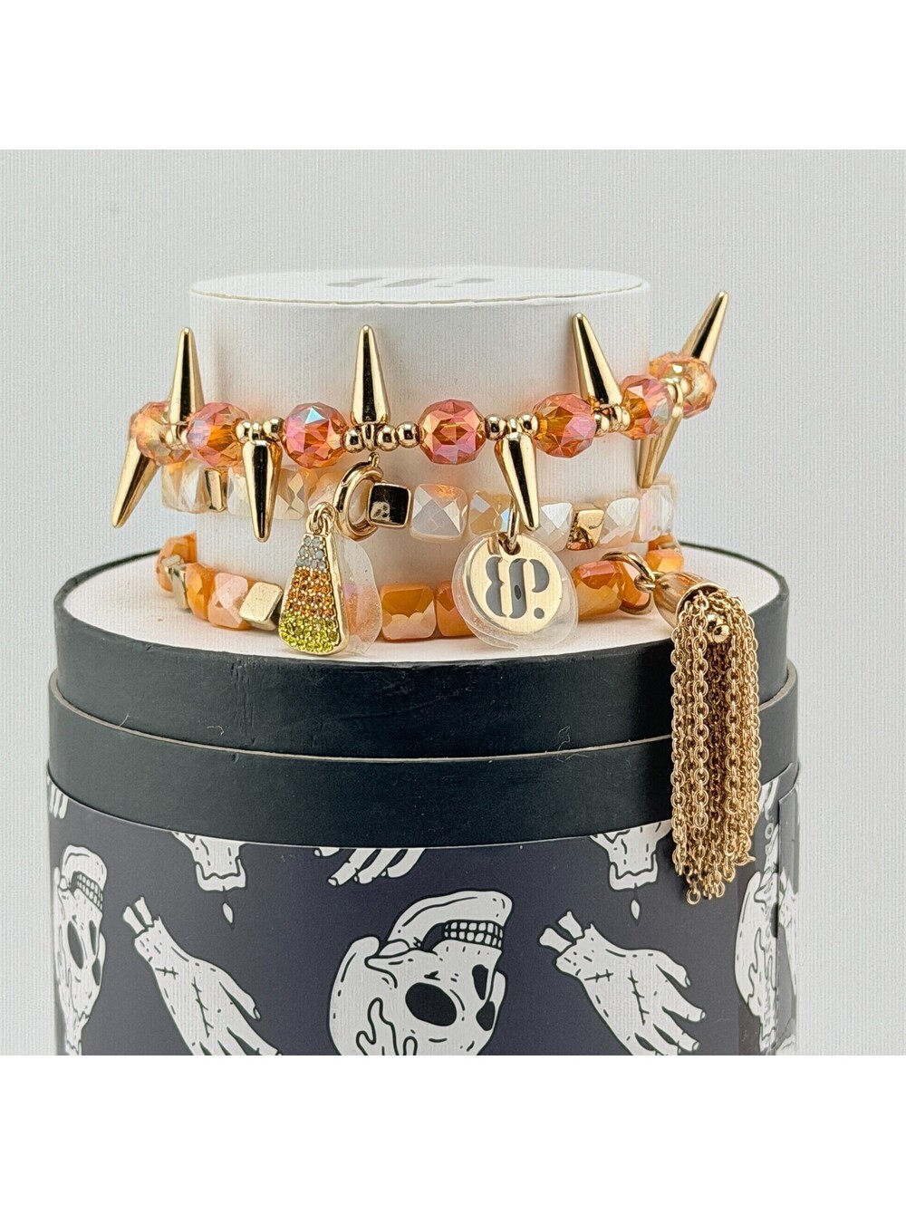 Bomb Party RETRO Halloween Stacks "Candy Corn Sparkle" RBP5297 on Gold Plating